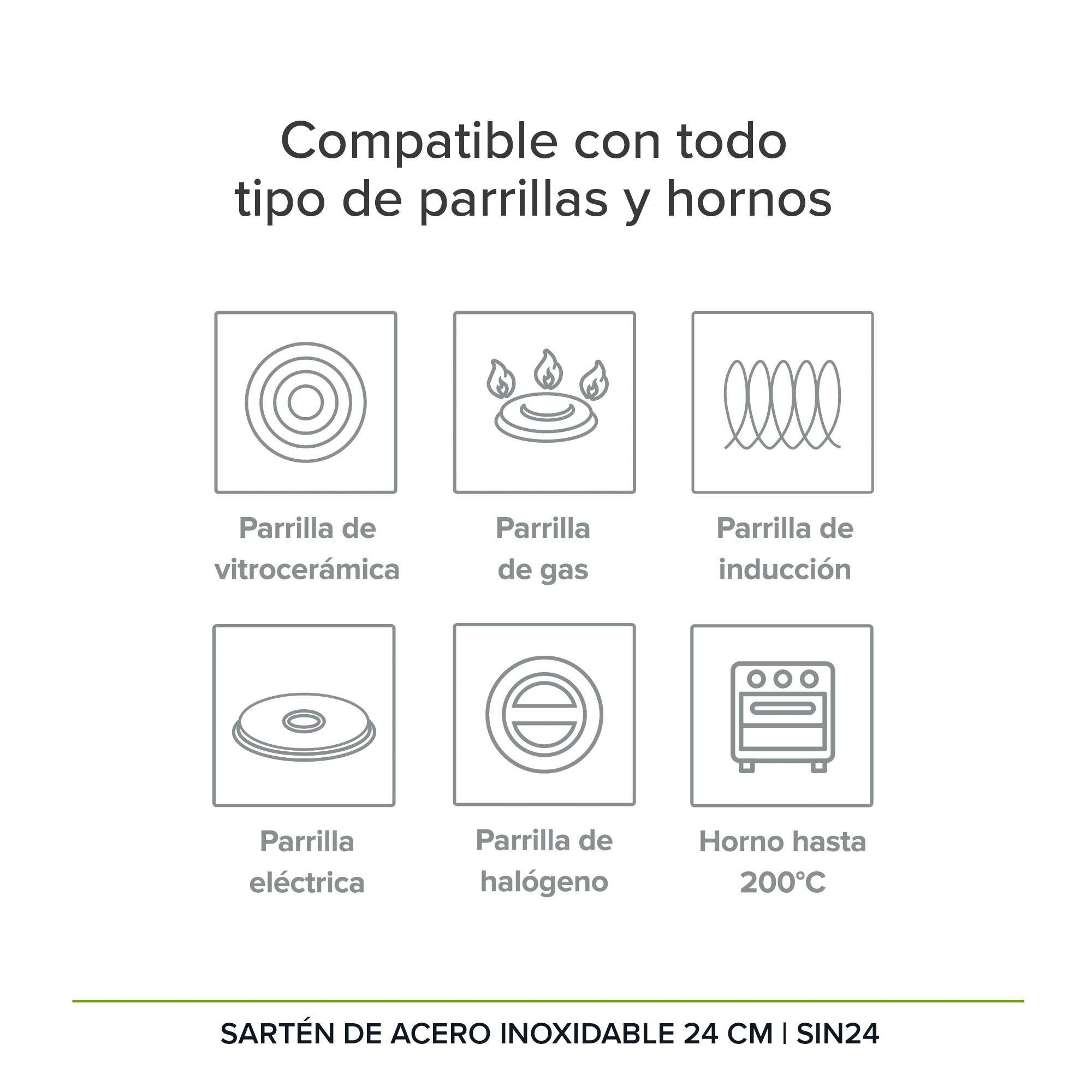 AVERA Sartén Acero Inoxidable De 24 CM Libre PFOA Terminado Espejo SIN24