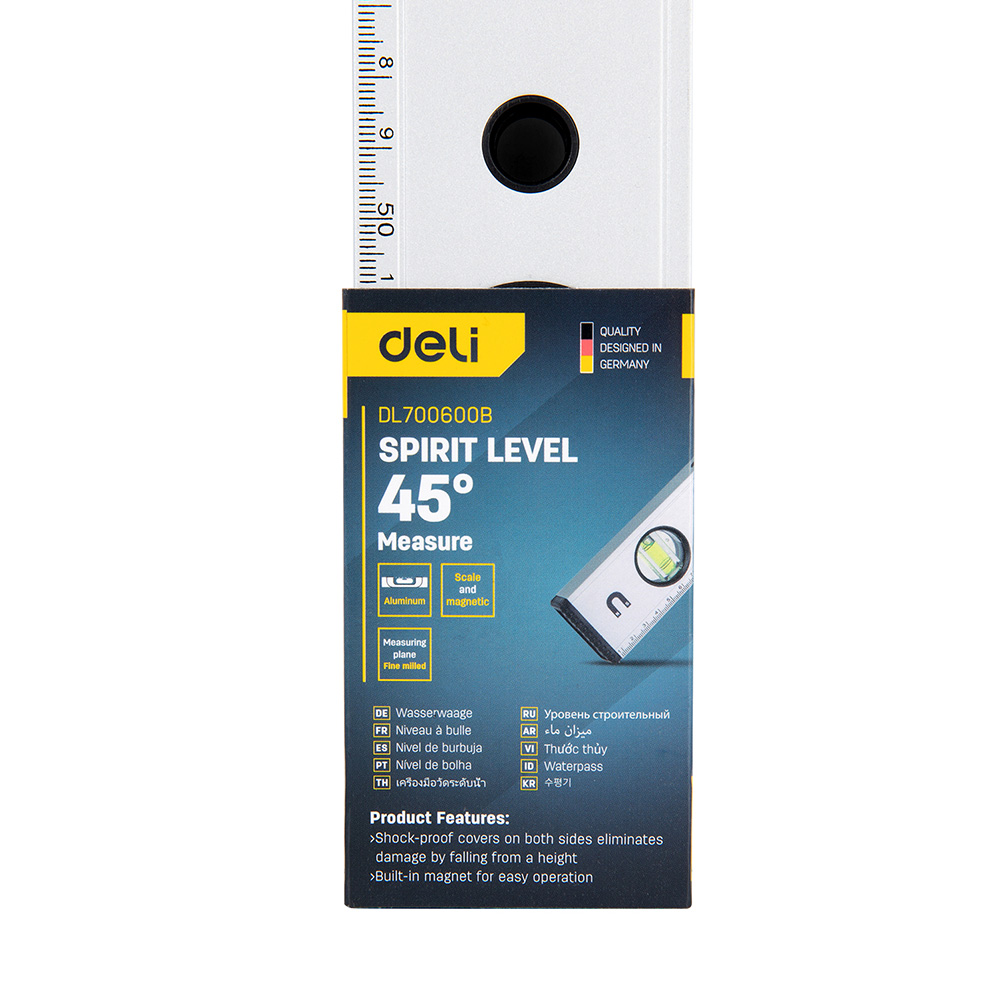 Deli Nivel de Aluminio 600mm con Protecci?n de ABS y tira Magn?tica DL700600B