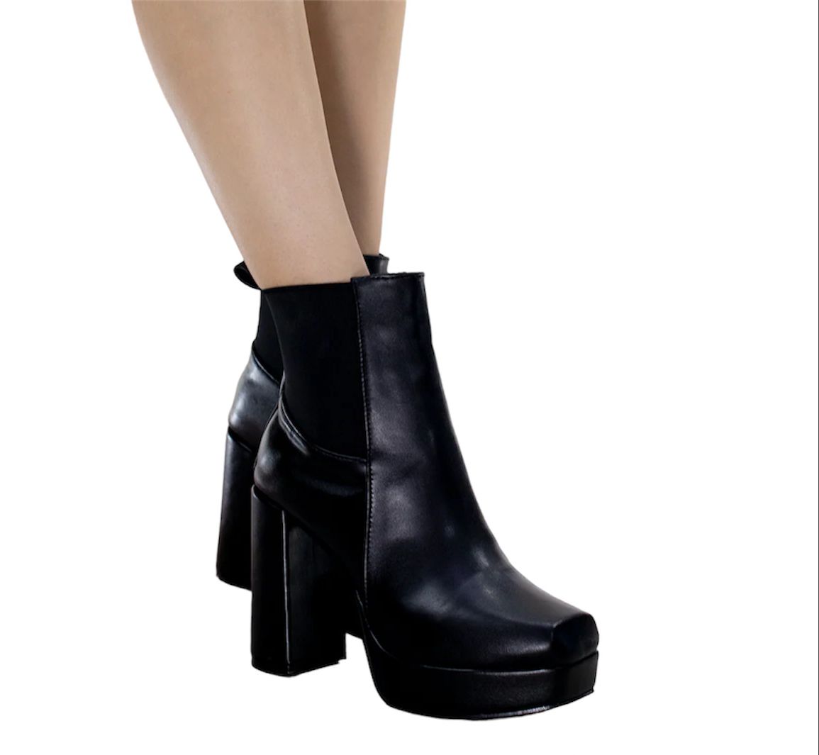 Valencia Negro | Botin casual de tacón mujer