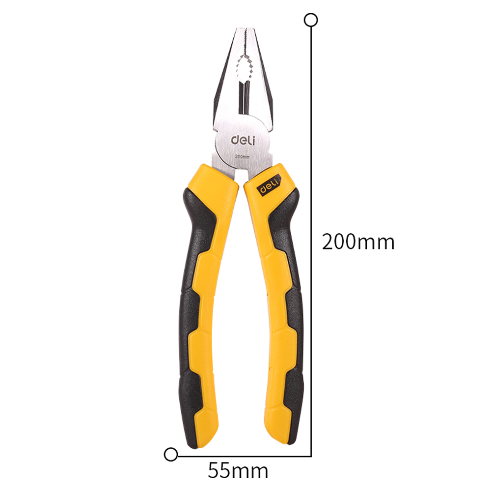 Deli Herramientas Pinza De Electricista Universal 8'' De Acero DL2008 Alicates para Corte con Mango de Goma, 200mm