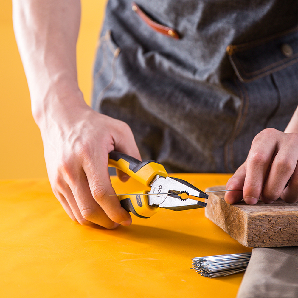 Deli Herramientas Pinza De Electricista Universal 8'' De Acero DL2008 Alicates para Corte con Mango de Goma, 200mm