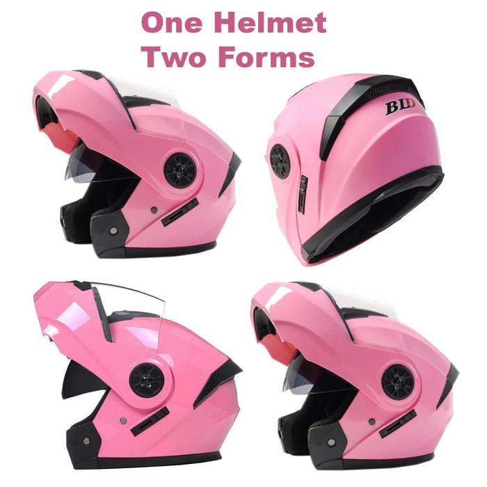 Casco Certificado DOT MXBDL-001-3 1Pza Rosa DOT Talla S Abatible Casco Motociclista BLDShinePink