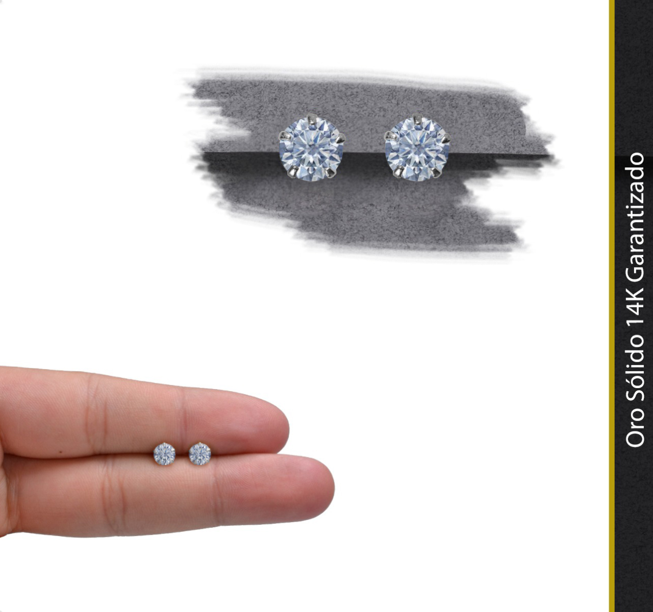 Aretes | Broqueles Oro Sólido 14k Diamante Moissanita 1.0ct