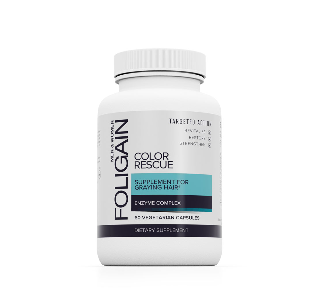Foligain color rescue anti canas 60 capsulas para mejorar el aspecto del cabello canoso.
