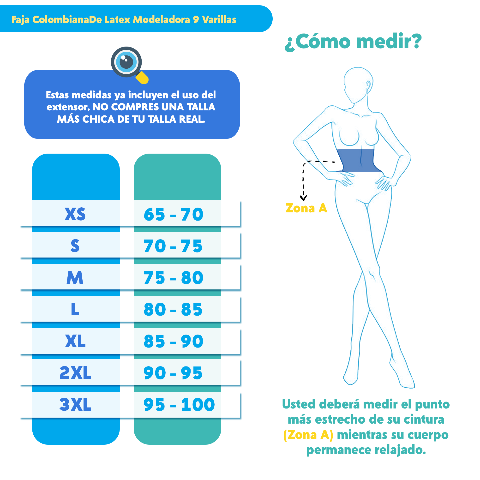 Zen Zen Fajas Colombianas Reductoras De Látex Modeladora con 9 Varillas Premium