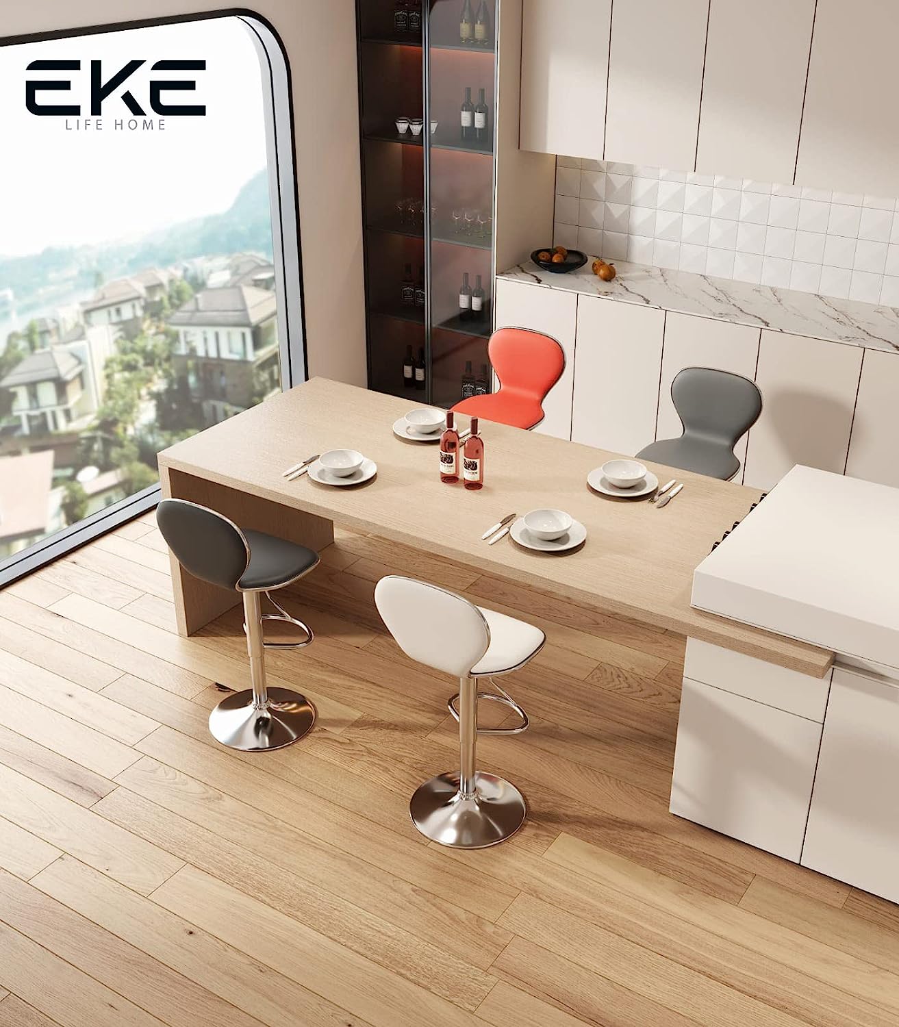 Banco Alto Giratorio con Respaldo para Barra Desayunador, Cocina 8163