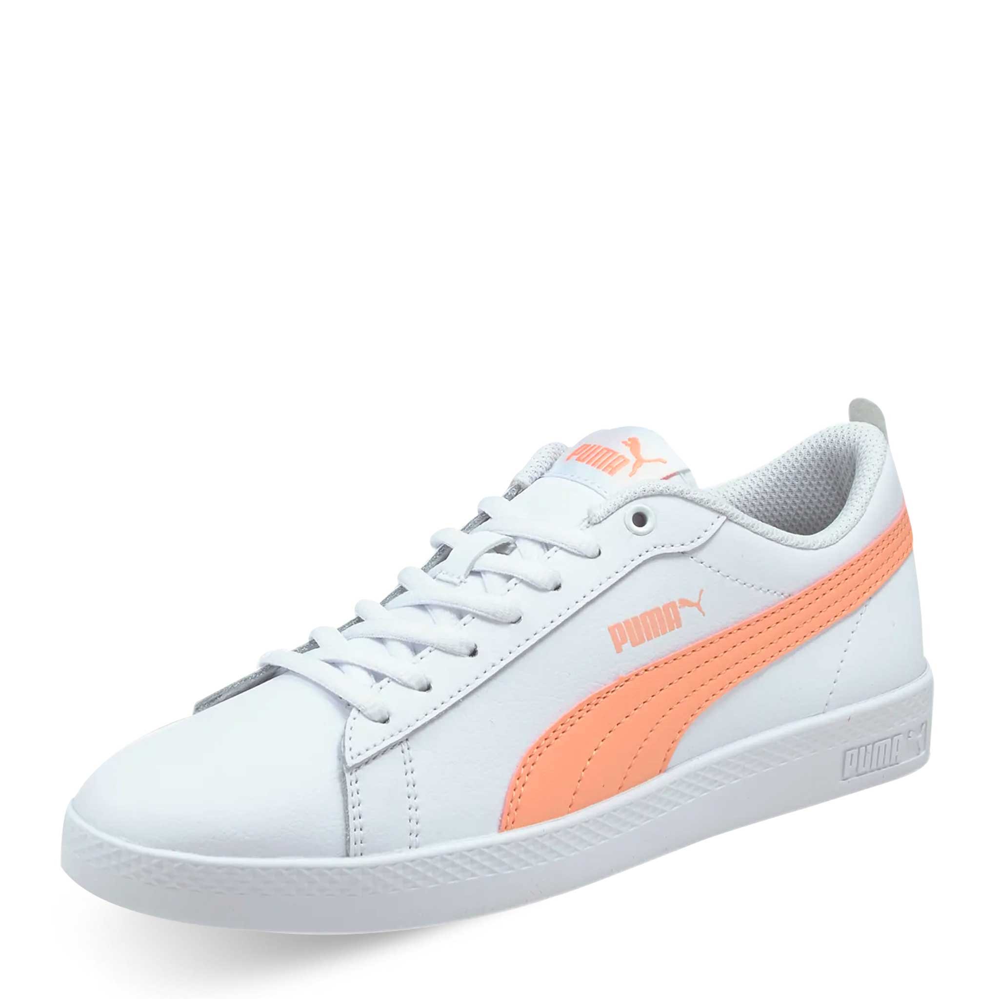 Tenis Puma Smash V2 L Blanco Naranja Mujer 365208 26