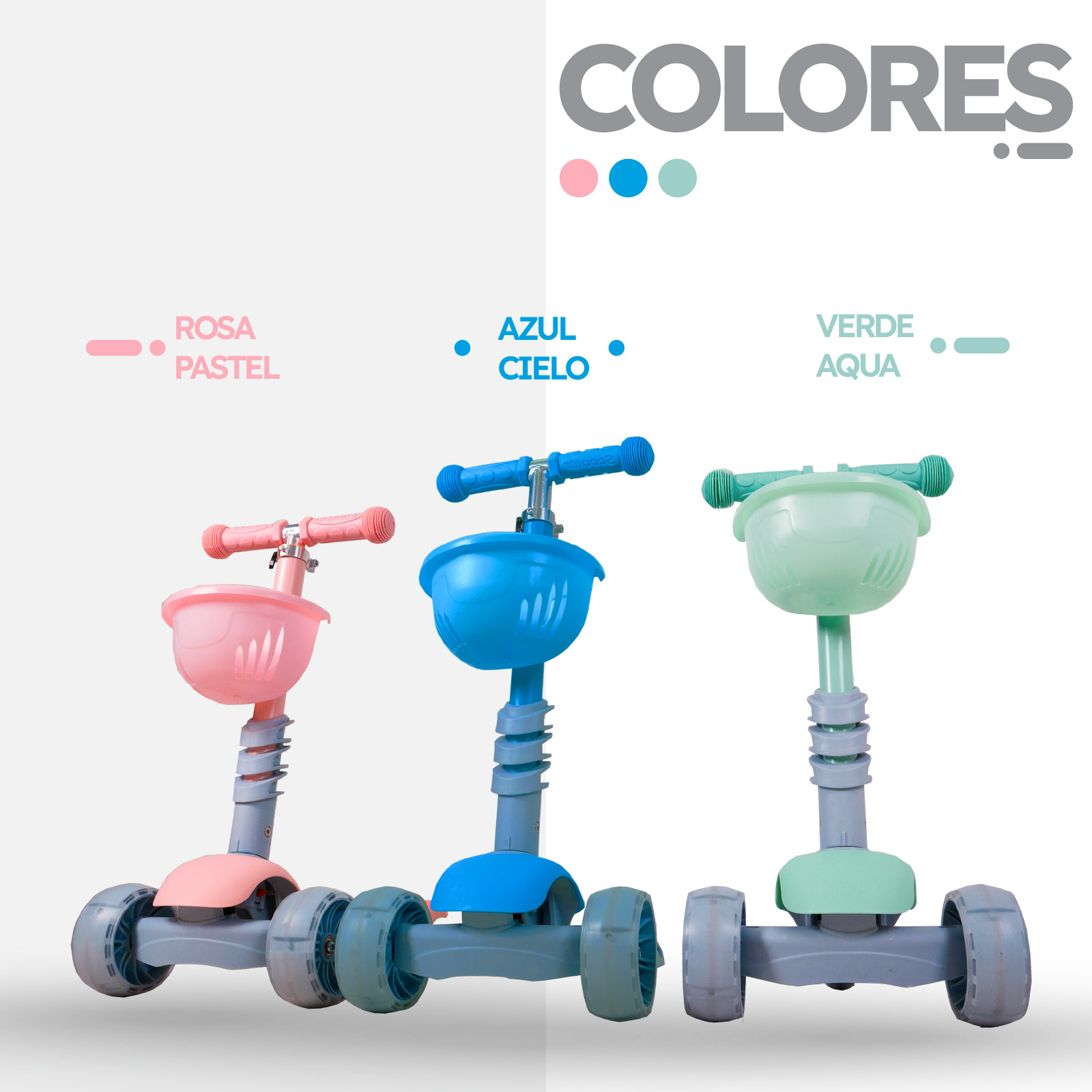 Scooter Patín Del Diablo 3 En 1 Para Niños Luces LED Color Azul