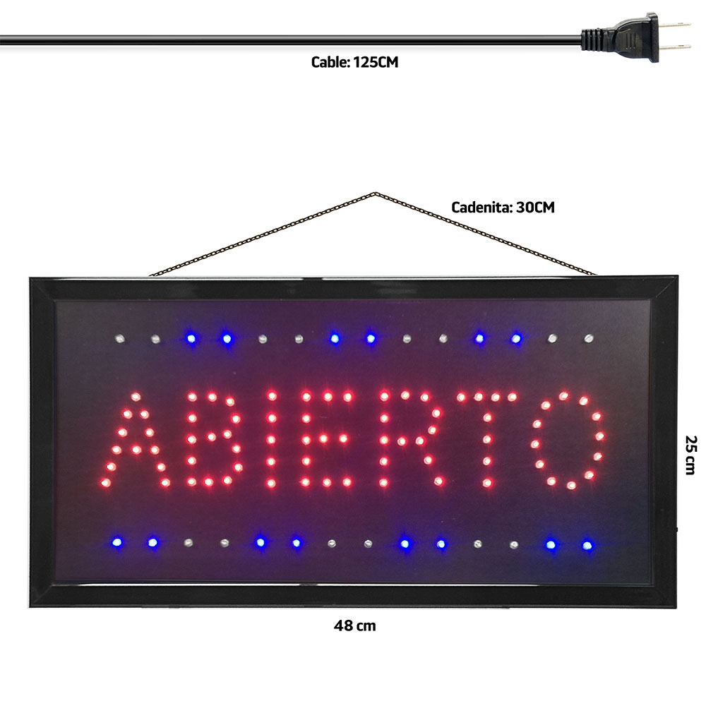 Letrero Led Luminoso ABIERTO para Negocio Master  ML-LET-ABIERTO2