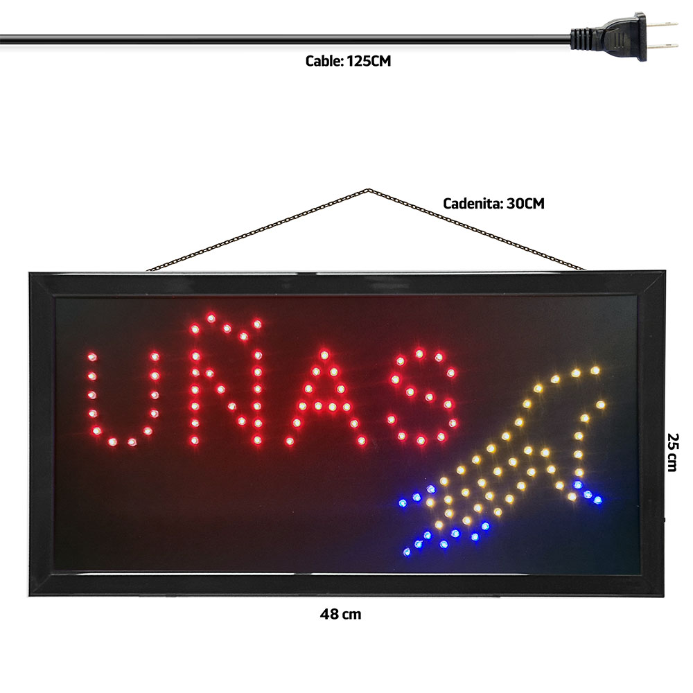 Letrero Promocional Led Luminoso para Negocio de Servicio de Estetica de UÑAS Master ML-LET-UNAS