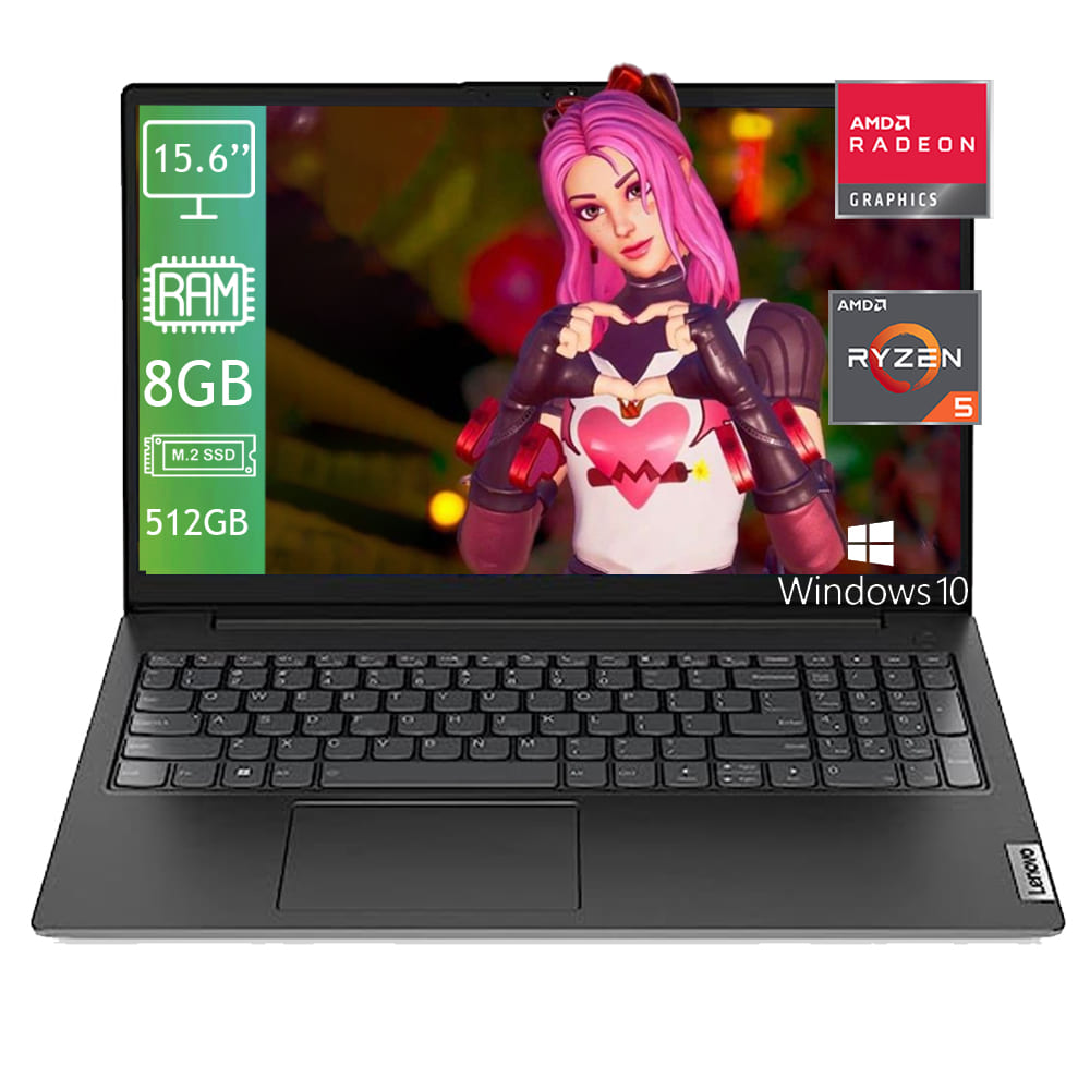 Laptop Lenovo V15 G3 Ryzen 5 Disco SSD 512GB Ram 8GB Pantalla 15.6'' Windows 10 -Negro