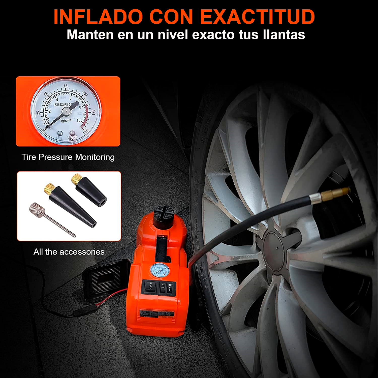 Gato Hidráulico Automático Eléctrico Con Compresor De Aire y pistola para quitar birlos