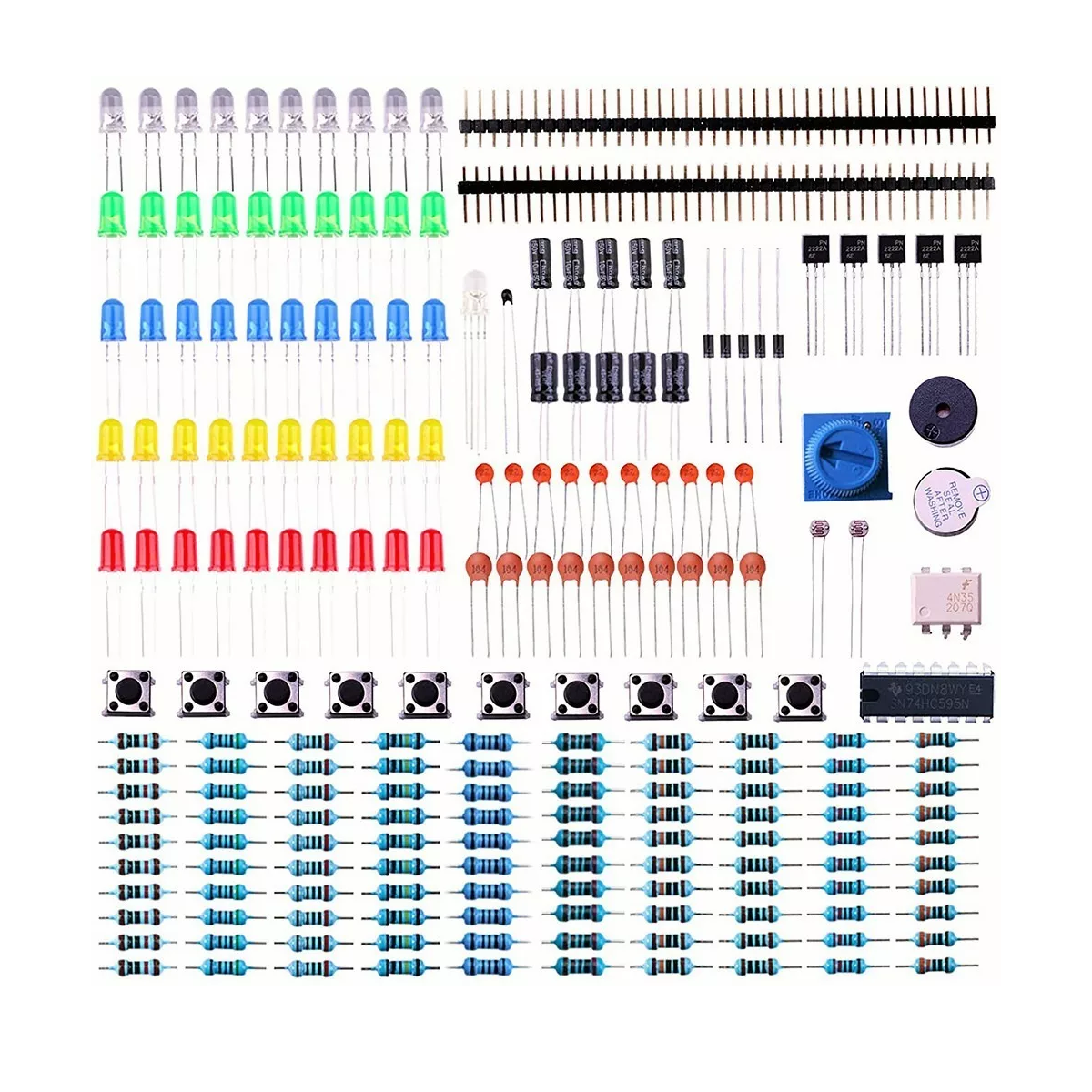 Kit Intermedio Electrónica Led Resistencia Capacitor 223pzas