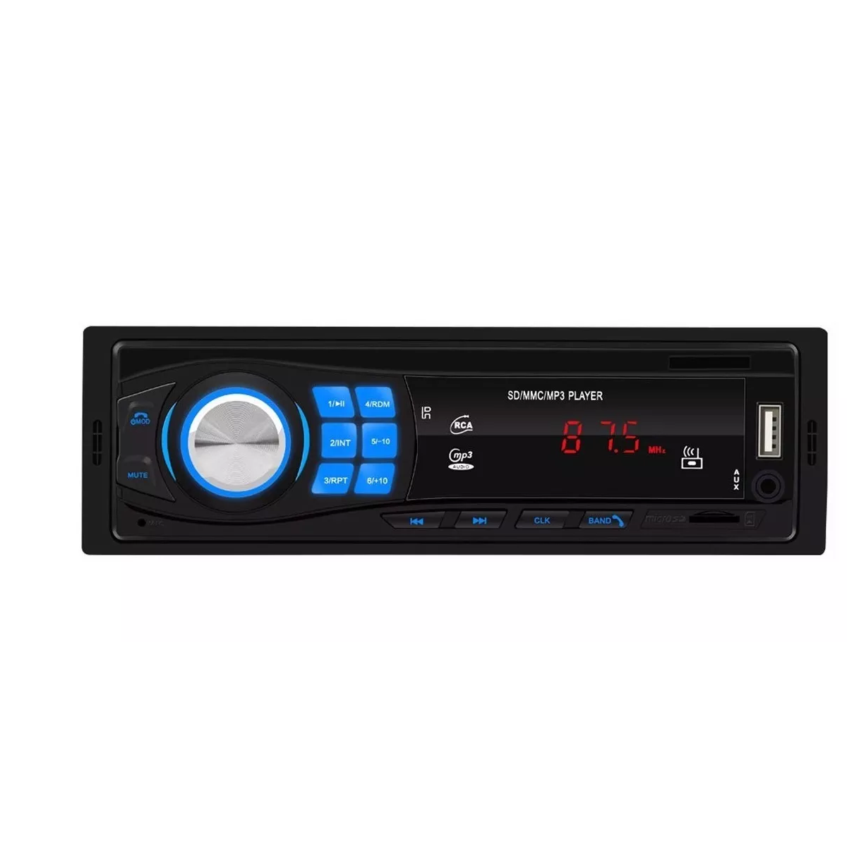 Radio de Coche 1 DIN Bluetooth, 6 Salidas, Radio FM, Reproductor MP3 WMA