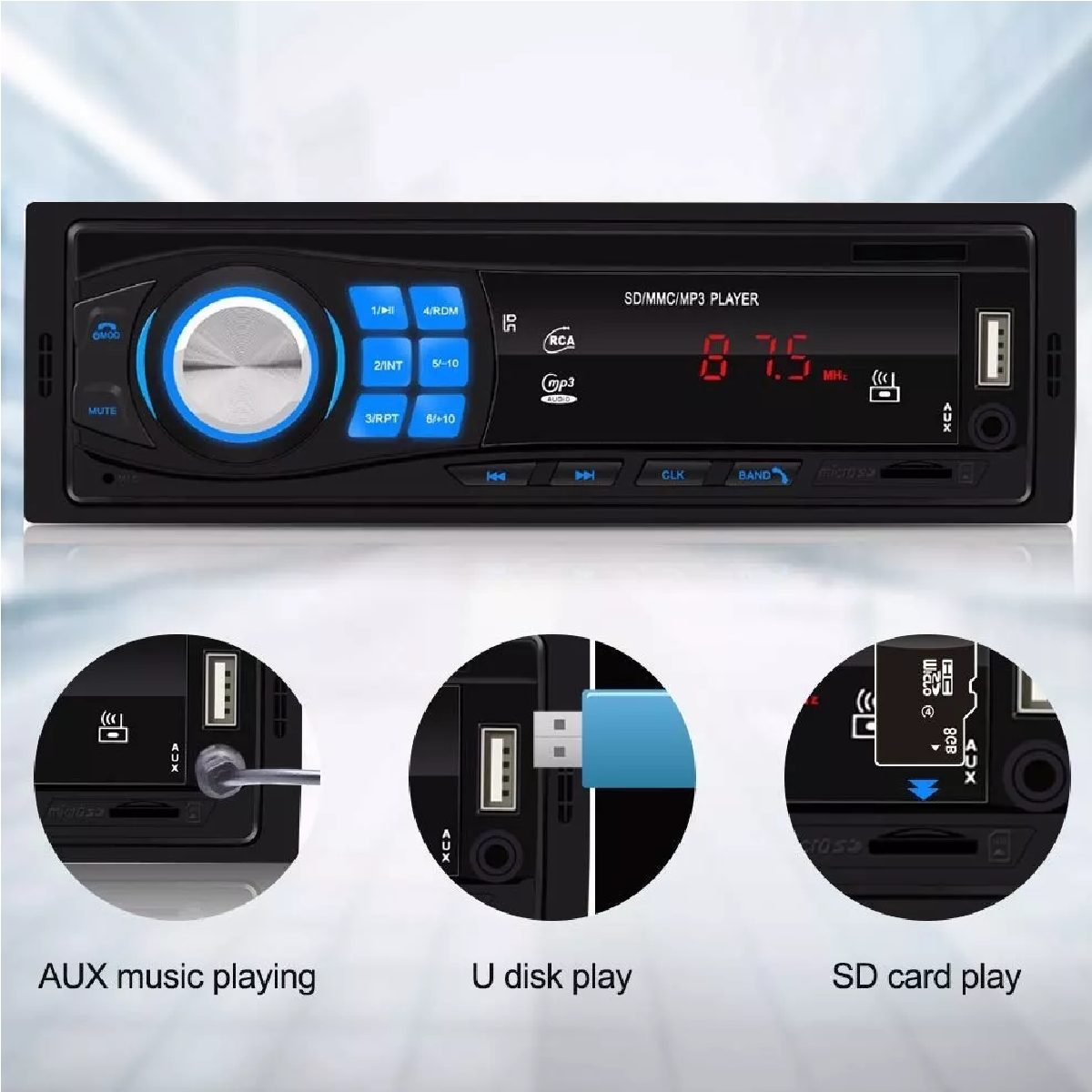 Comprar Radio de coche Reproductor de MP3 estéreo Digital Bluetooth FM  Receptor de música de audio USB/SD/MMC con entrada auxiliar