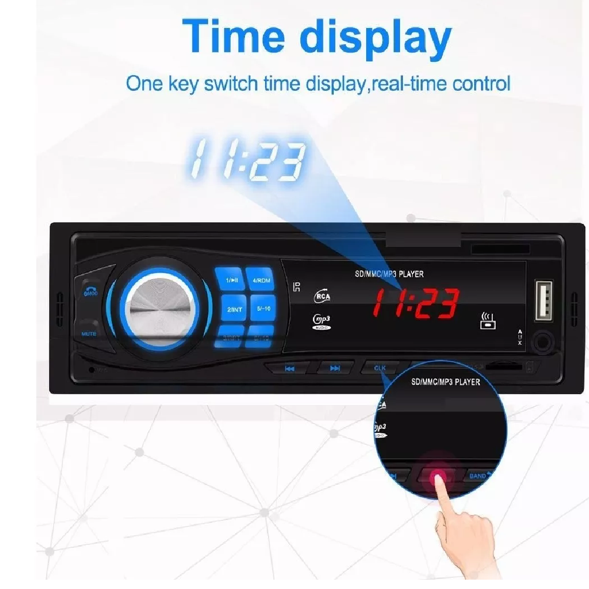 Auto Estero Bluetooth Reproductor Mp3 1 Din Aux Usb Fm Rca