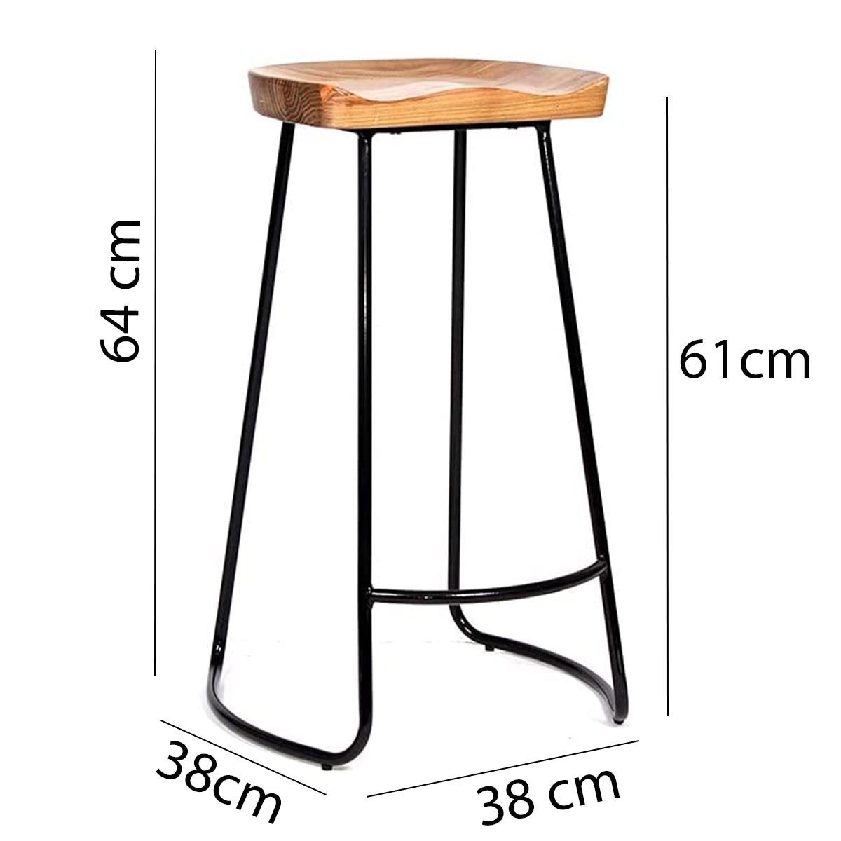 Banco AT61 Grupo Microtec Set 2 Piezas- contemporáneos Modernos Minimalistas Bares Restaurante Asiento Madera Estructura metál Resistentes Piso Asiento 61cm KitchenStool