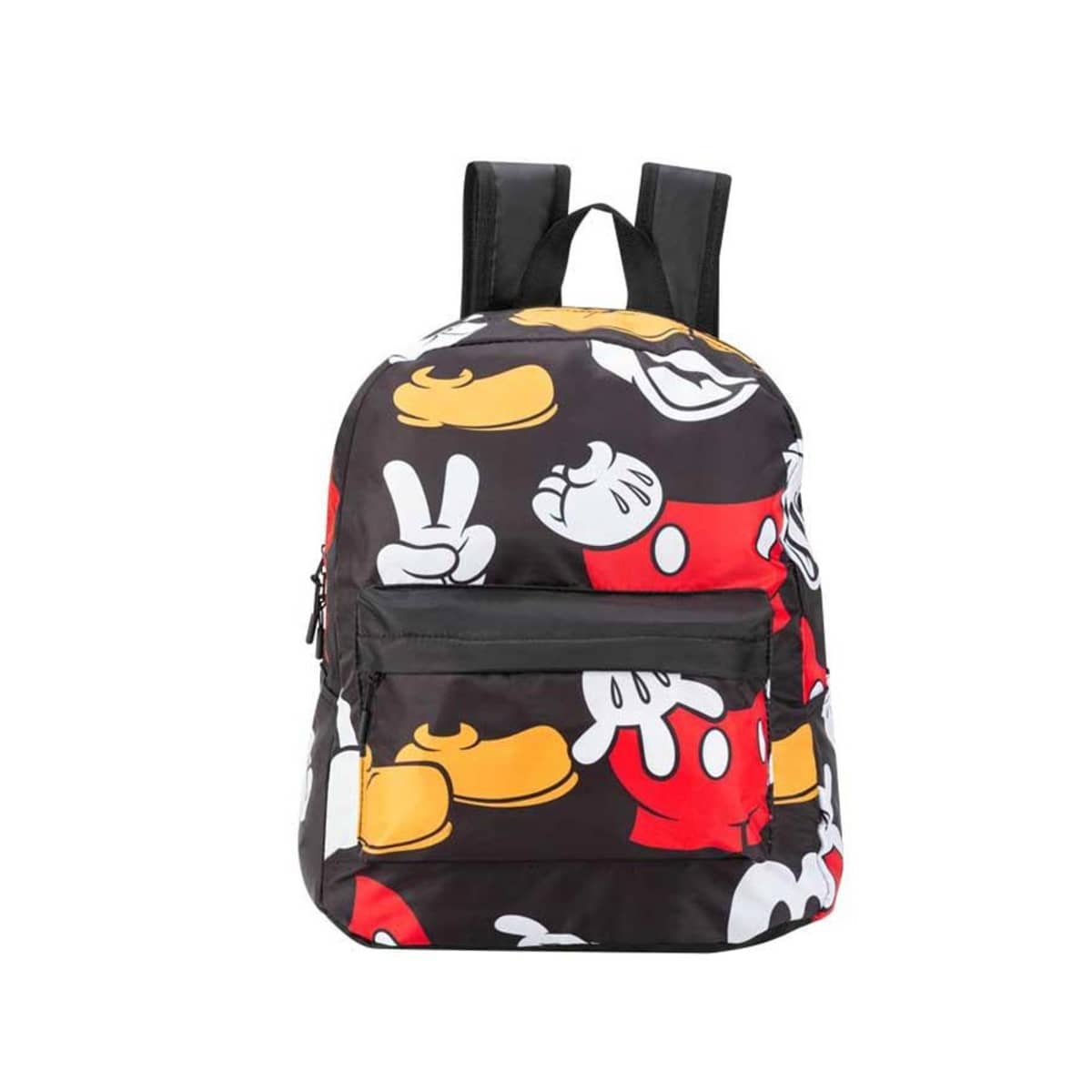 Mochila escolar backpack para niño de Mickey Mouse de Disney, color negro con blanco, rojo y amarillo, mod. 1098733