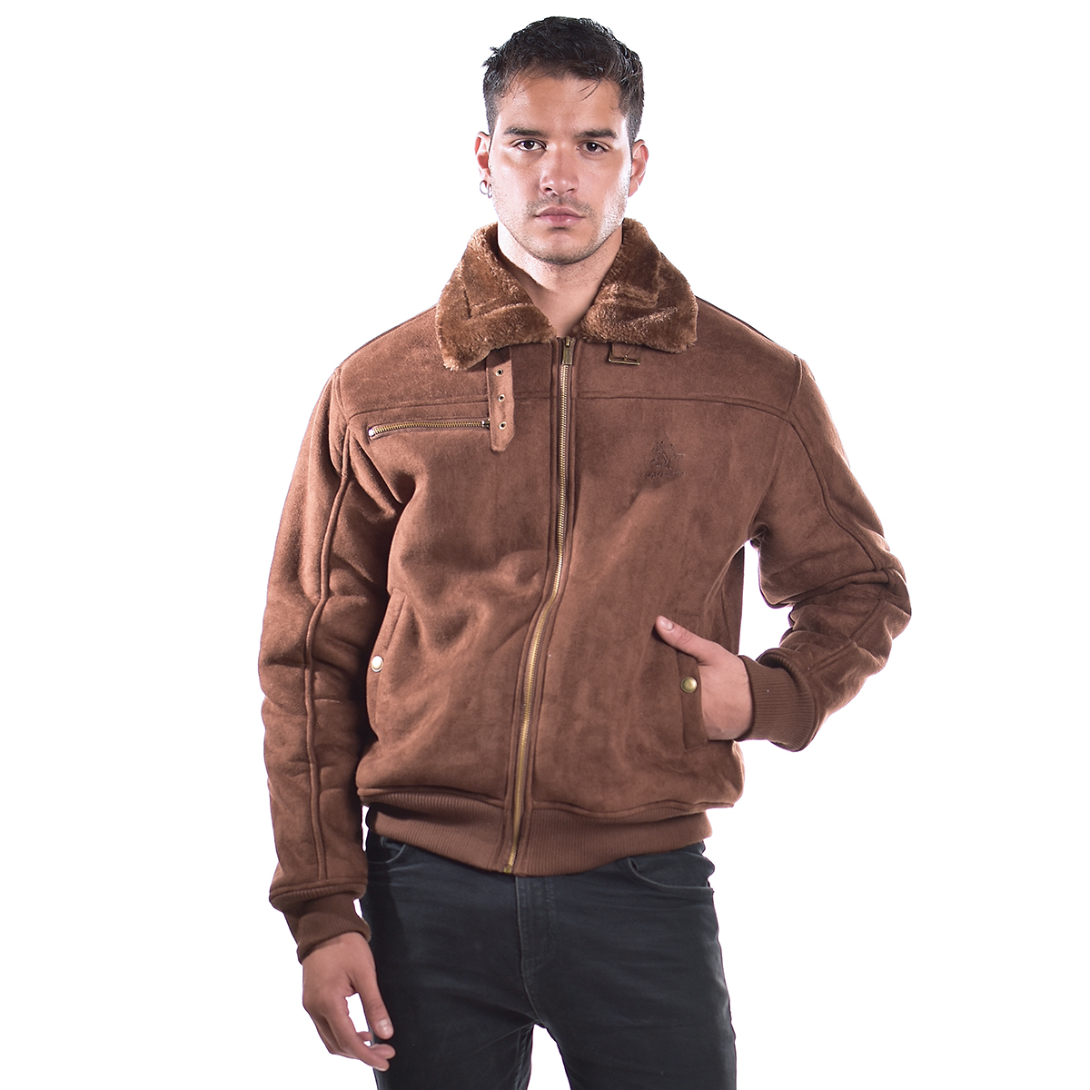 Chamarra de Gamuza Con Interior de Borrega Tipo Aviador