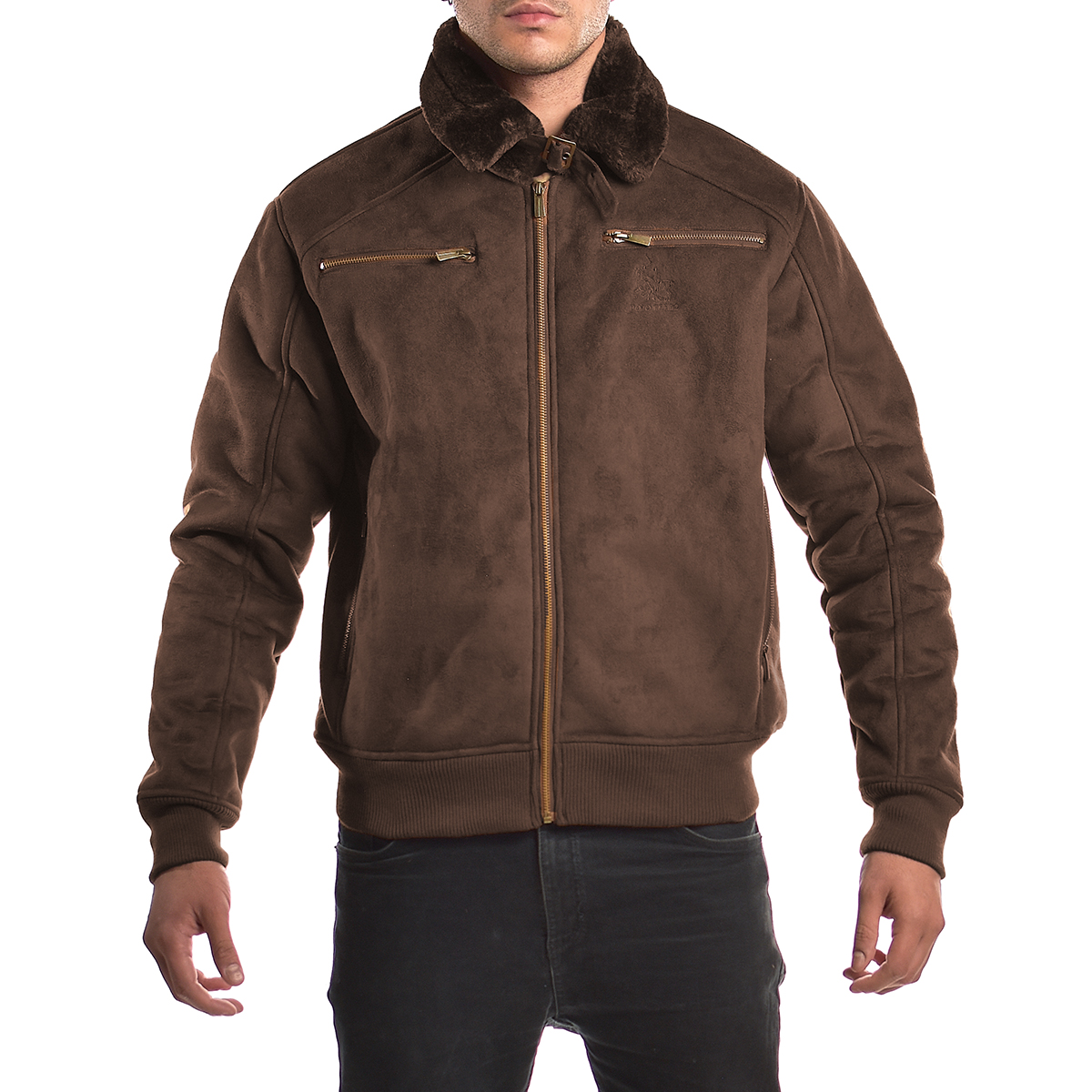 Chamarra de Tipo Gamuza Aviador con Borrega Calientita