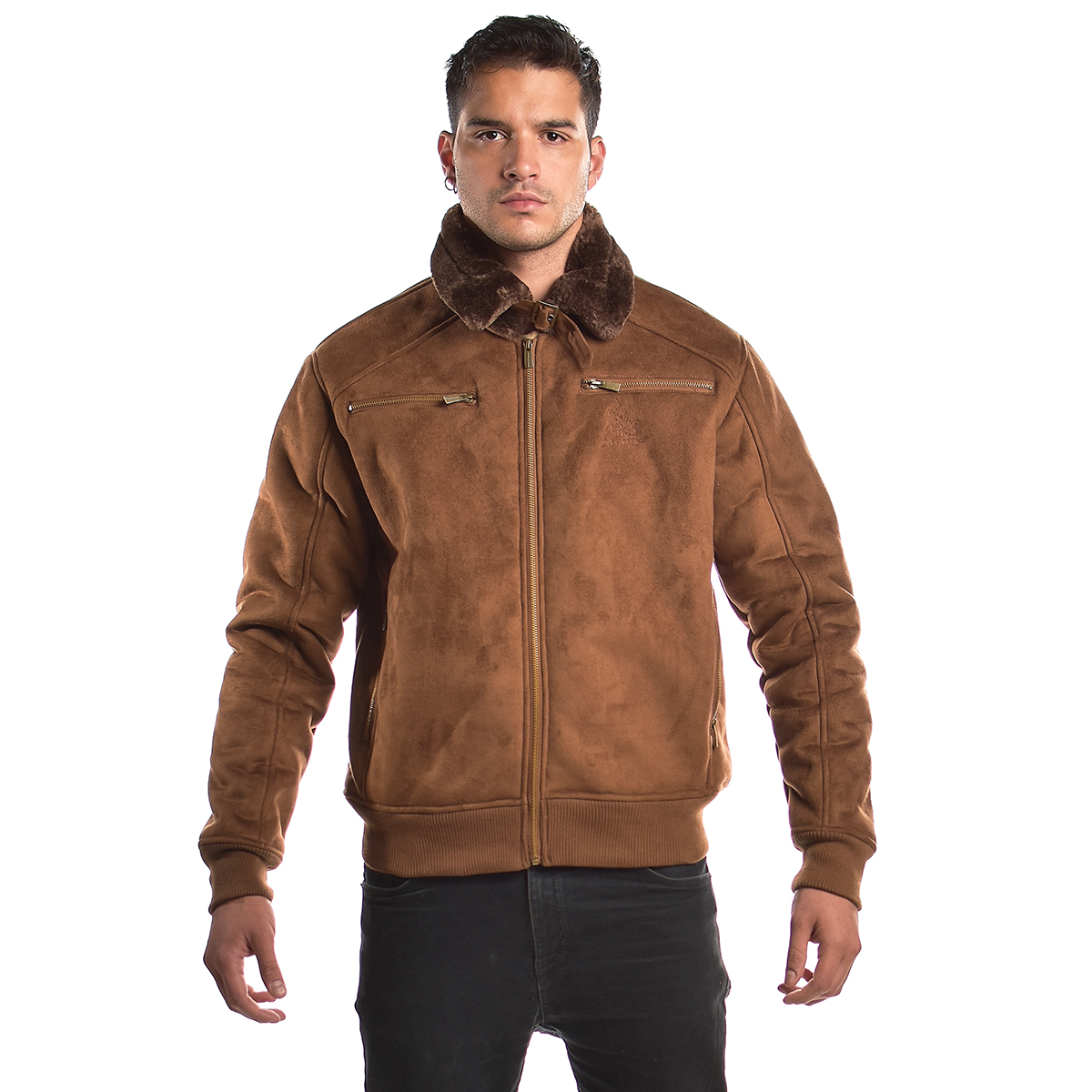 Chamarra de Tipo Gamuza Aviador con Borrega Calientita