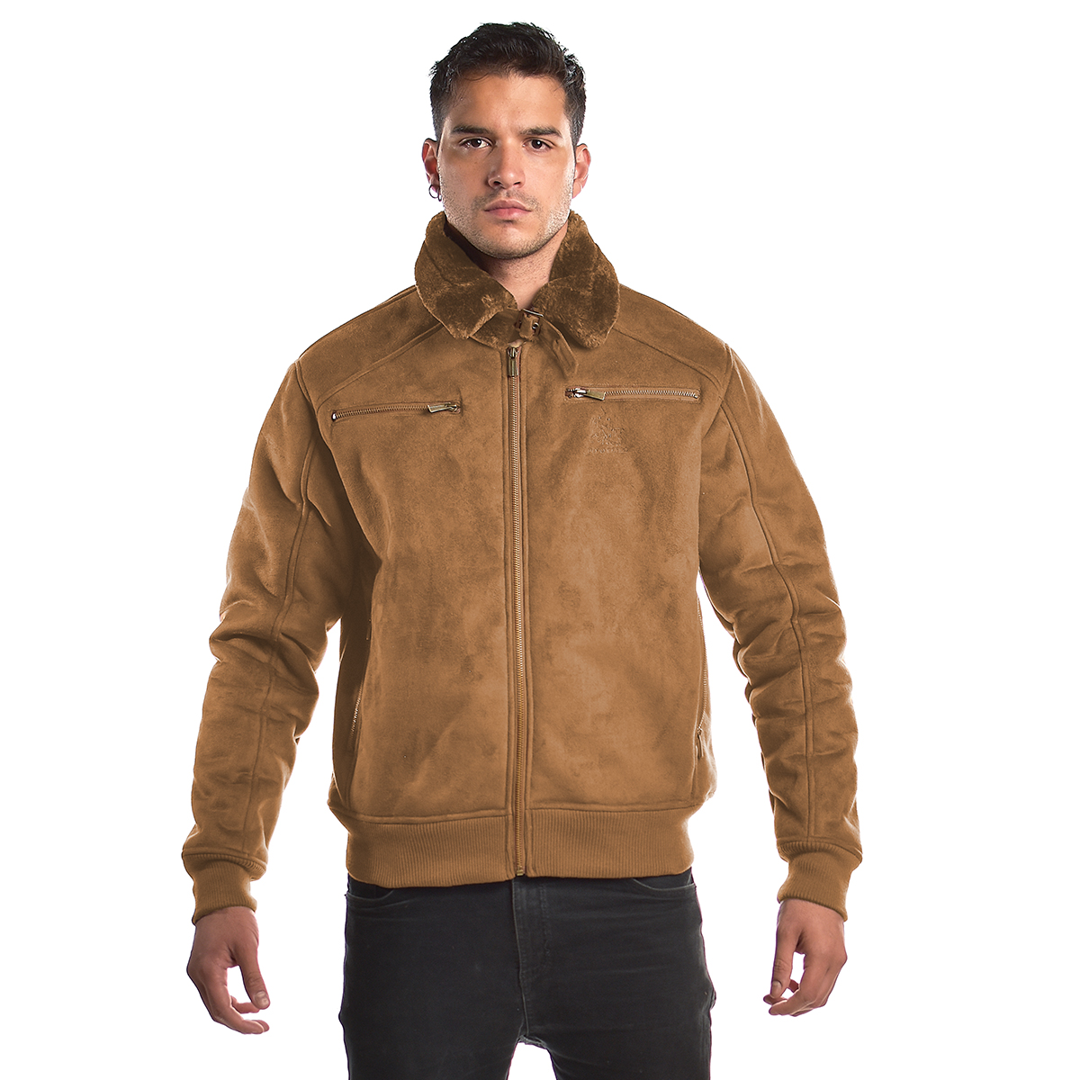 Chamarra de Tipo Gamuza Aviador con Borrega Calientita