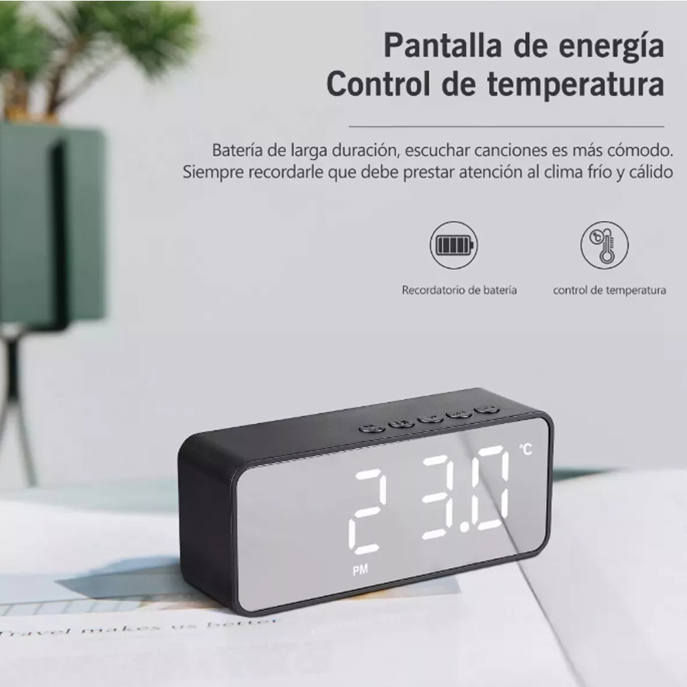 GENERICO Radio Reloj Despertador Digital Parlante Bluetooth Y