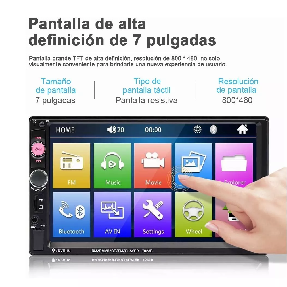 Autoestéreo 2 Din Con Pantalla Táctil 7 Inch Y 8 Led Camara