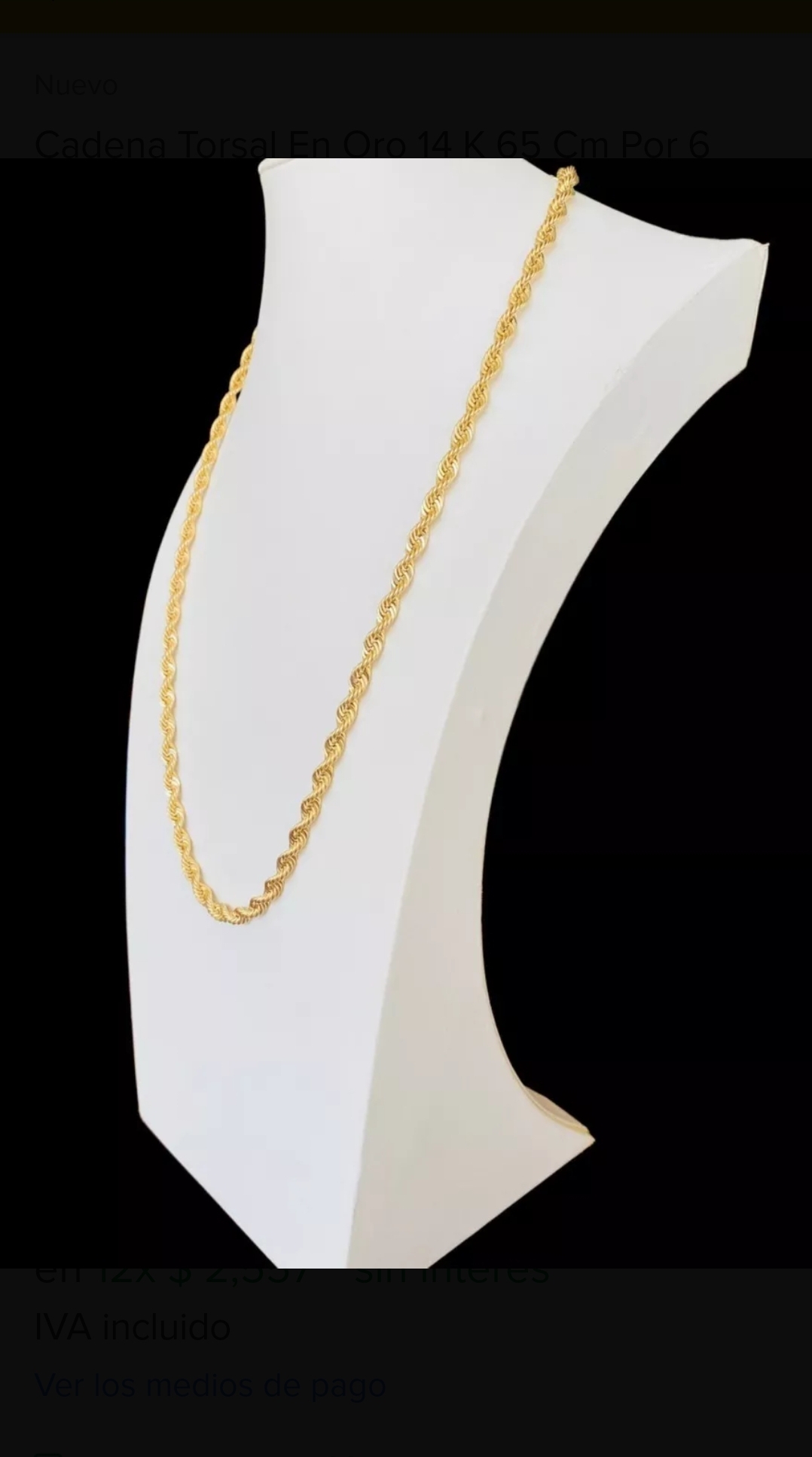 Cadena Torsal 50 Cm X 3 Mm Oro 14 K + Obsequio