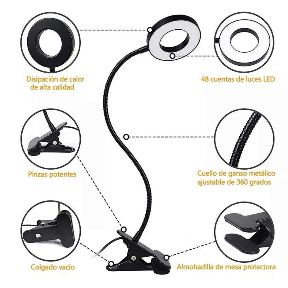 Lampara De Escritorio Usb 10 Niveles De Brillo 3 Colores.