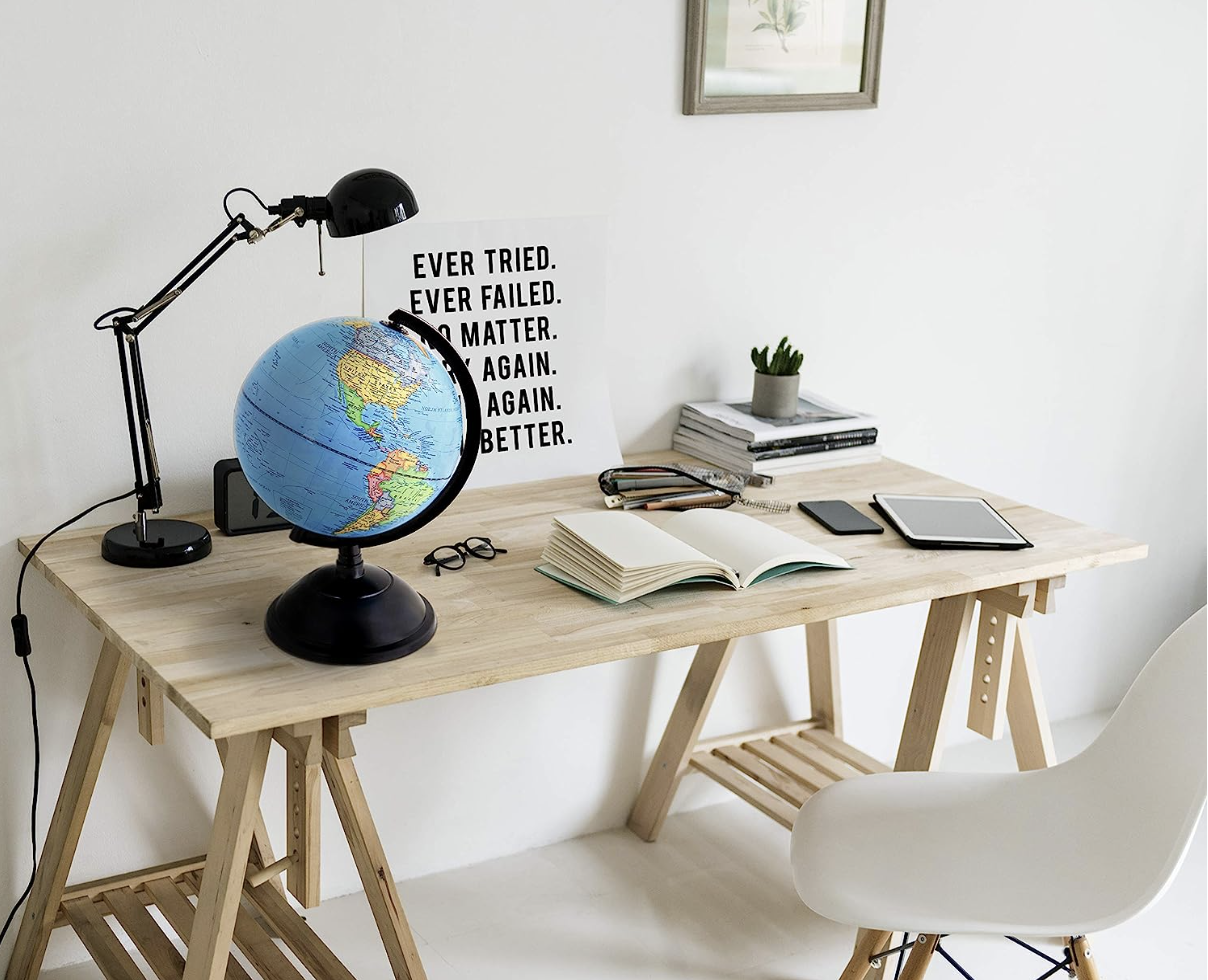 Globo Terráqueo Mapa en español para Educativo Globo Girable Decoración de Escritorio, oficina, hogar y escuela, Mapa Político Geográfica/Moderna 10.6cm