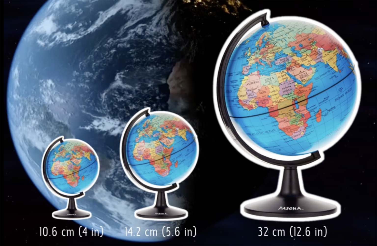 Globo Terráqueo Mapa en español para Educativo Globo Girable Decoración de Escritorio, oficina, hogar y escuela, Mapa Político Geográfica/Moderna 10.6cm