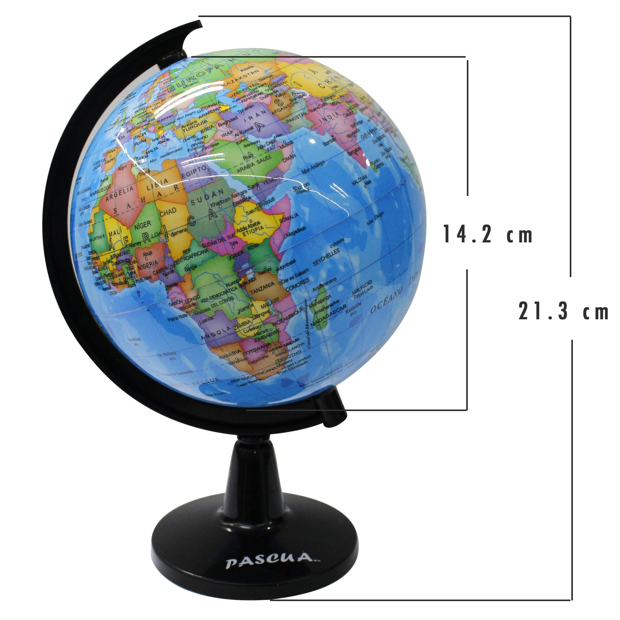 Globo Terráqueo Mapa en español Girable Decoración de Escritorio, oficina, hogar y escuela, Mapa Político Geográfica/Moderna 14.2cm