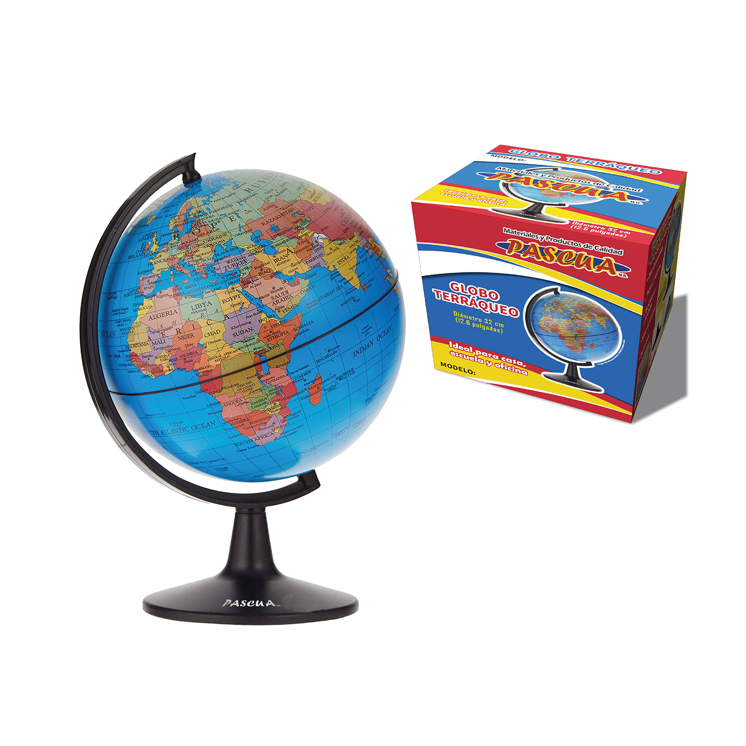 Globo Terráqueo Globo Girable Decoración de Escritorio, oficina, hogar y escuela, Mapa Político Geográfica/Moderna Mapa en español 32cm