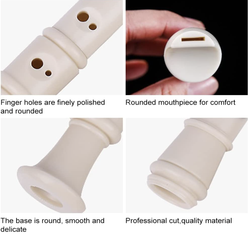 Flauta Dulce Soprano Flauta de Plástico Escolar para Principiantes para Niños de 8 Agujeros con Palo de Limpieza de Flauta y Manual de Instrucciones