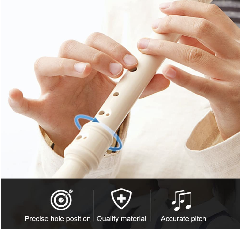 Flauta Dulce Soprano Flauta de Plástico Escolar para Principiantes para Niños de 8 Agujeros con Palo de Limpieza de Flauta y Manual de Instrucciones