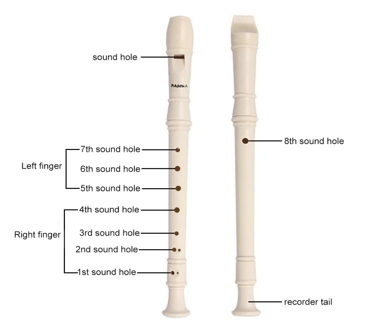 Flauta Dulce Soprano Flauta de Plástico Escolar para Principiantes para Niños de 8 Agujeros con Palo de Limpieza de Flauta y Manual de Instrucciones