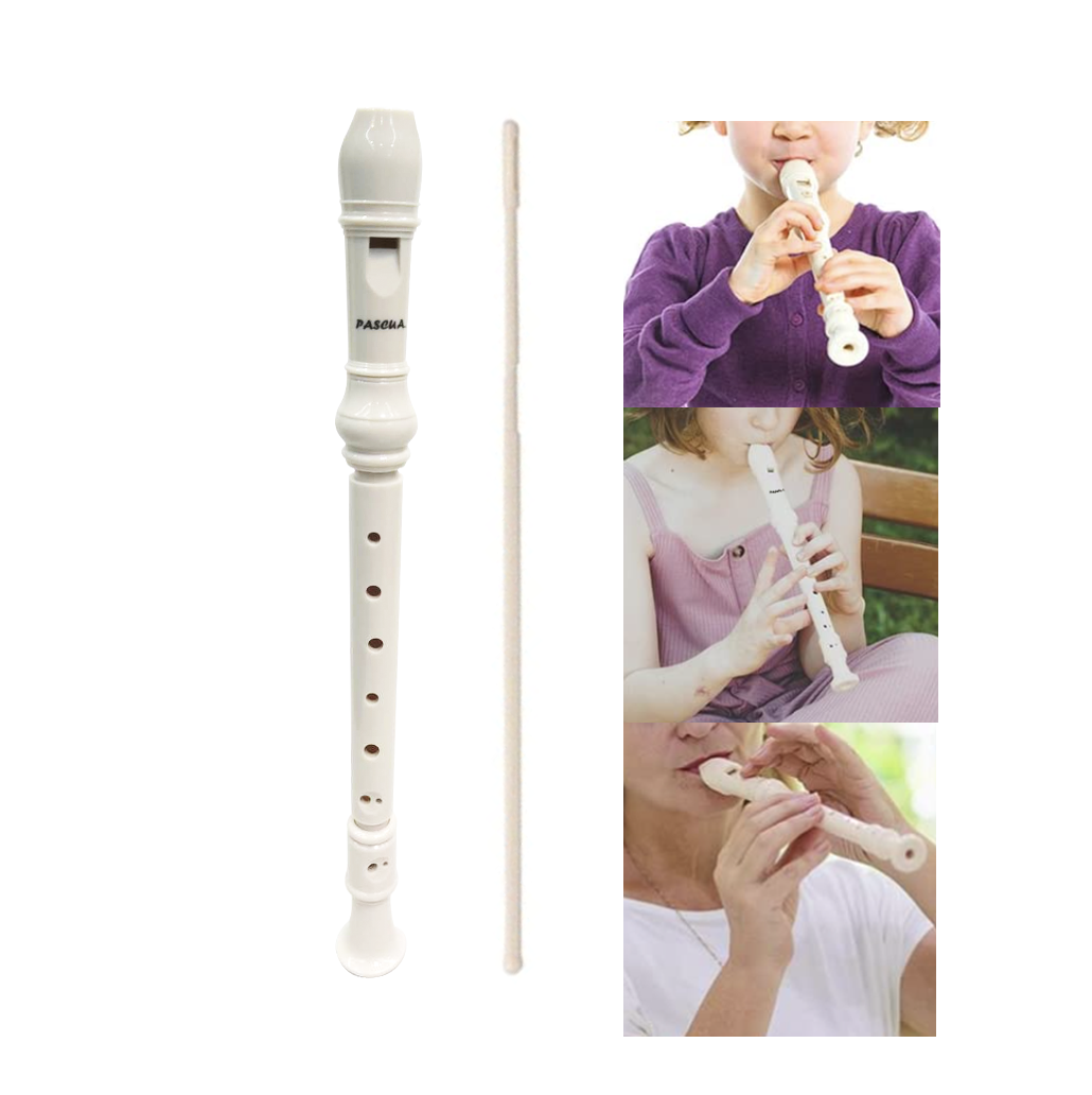 Flauta Dulce Soprano Flauta de Plástico Escolar para Principiantes para Niños de 8 Agujeros con Palo de Limpieza de Flauta y Manual de Instrucciones