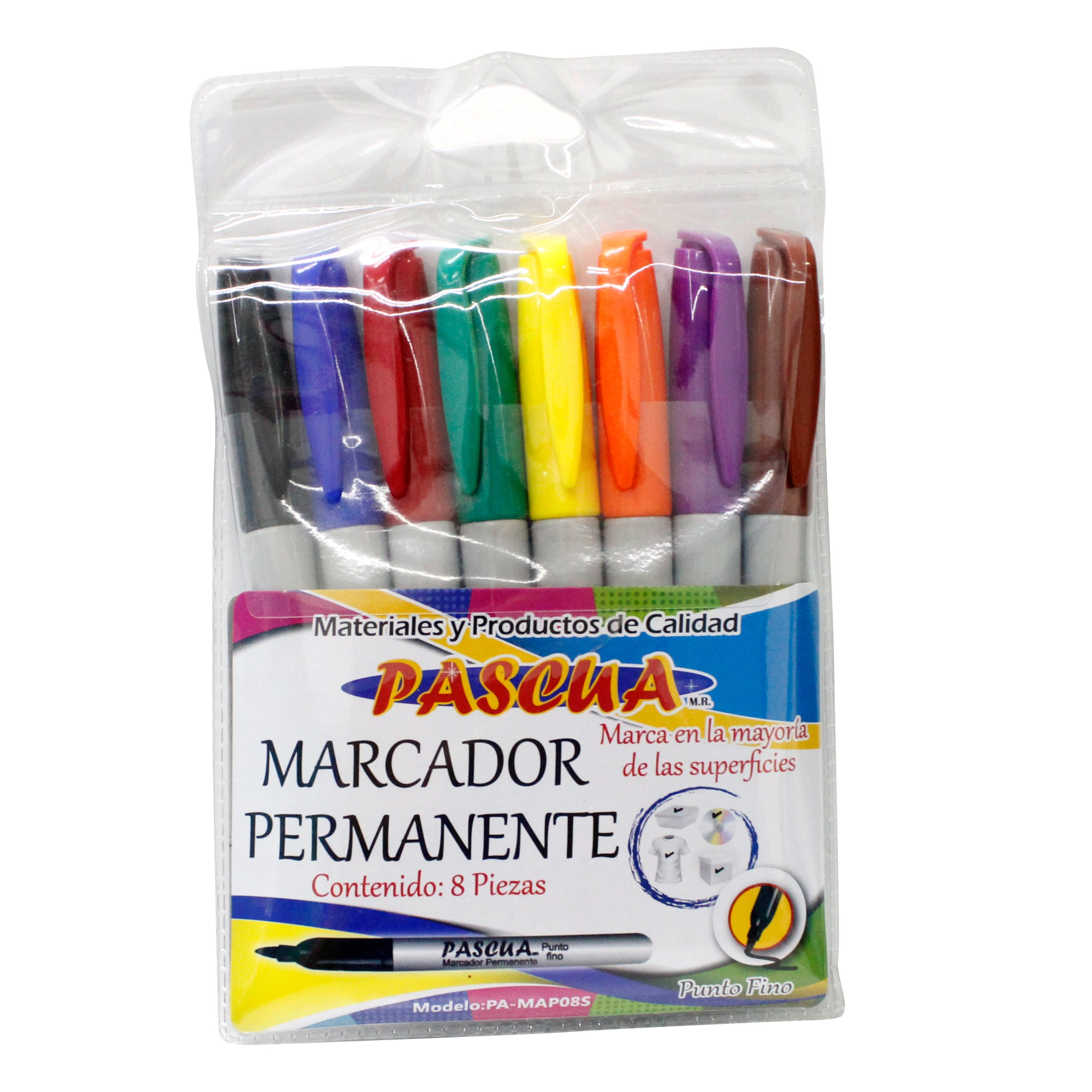 MARCADOR PERMANENTE PUNTO FINO CON 8 COLORES DIFERENTES plumon pluma oficina escuela