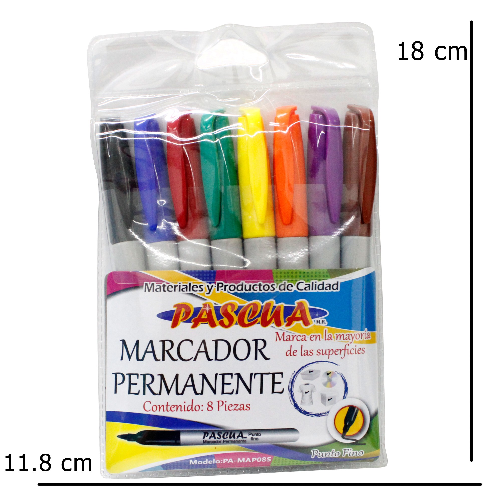 MARCADOR PERMANENTE PUNTO FINO CON 8 COLORES DIFERENTES plumon pluma oficina escuela