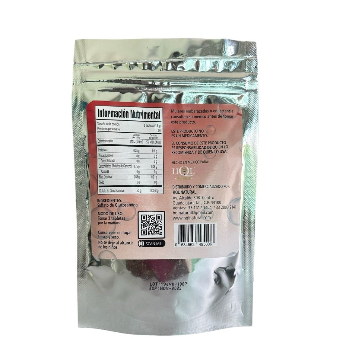 GLUCOSAMINA 100 TABLETAS 800MG HQL