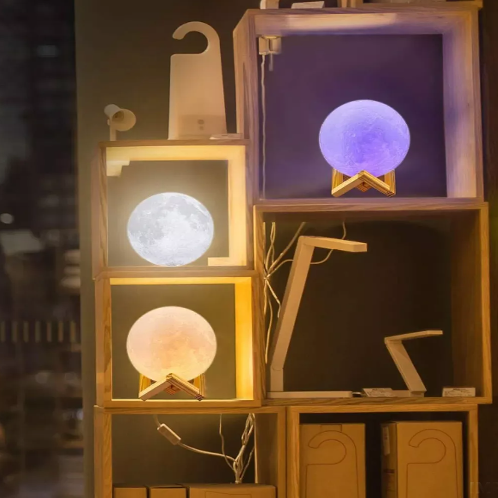 Lampara Luna 3d Touch Recargable Multi Color Control remoto.