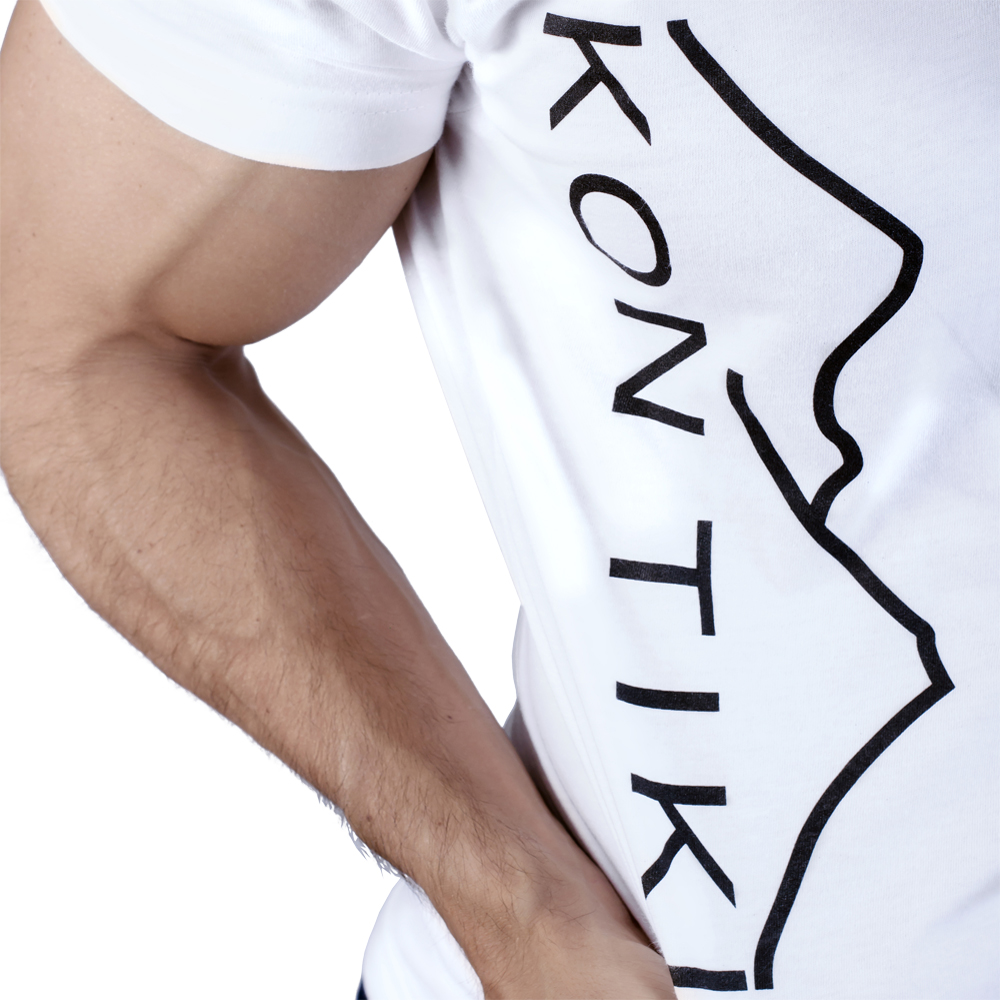 Playera Blanca KON TIKI para Hombre, Aventura y Ciudad Manga Corta Lateral-WH