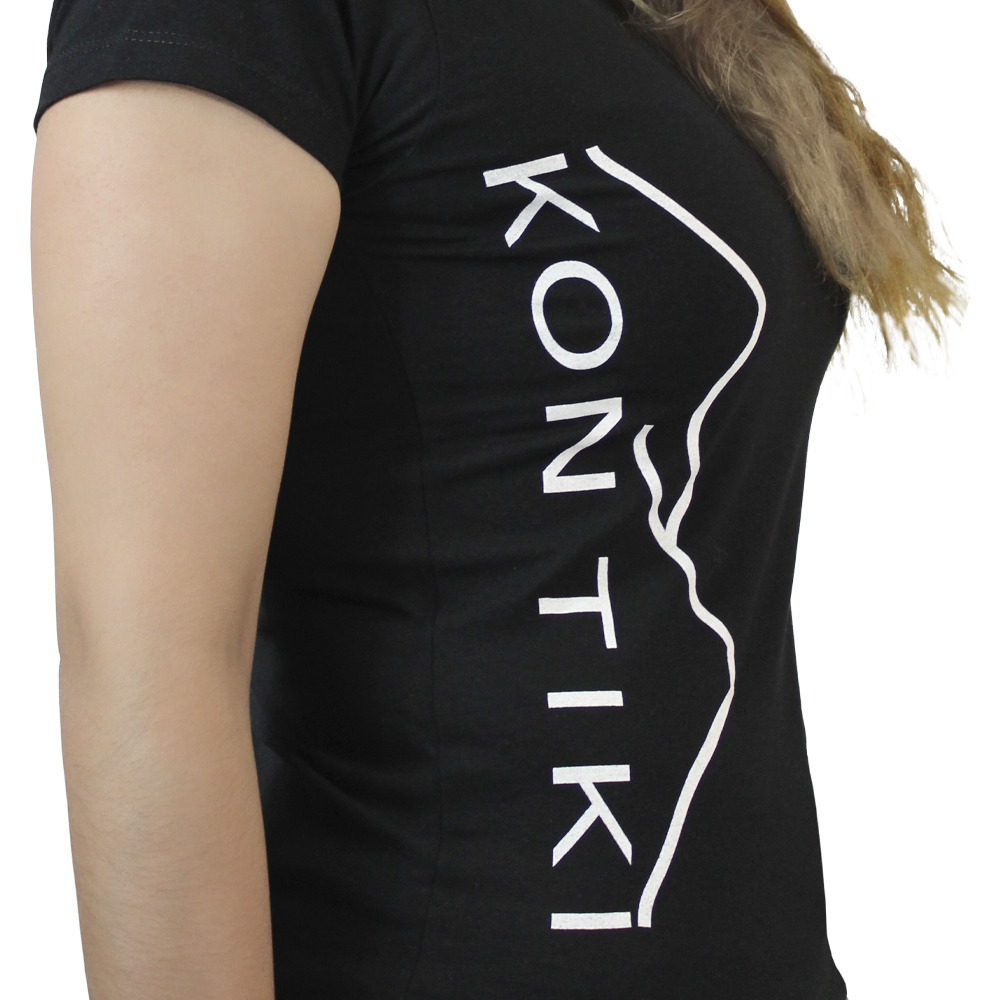 Playera Negra KON TIKI para Mujer, Aventura y Ciudad Manga Corta Lateral-BK