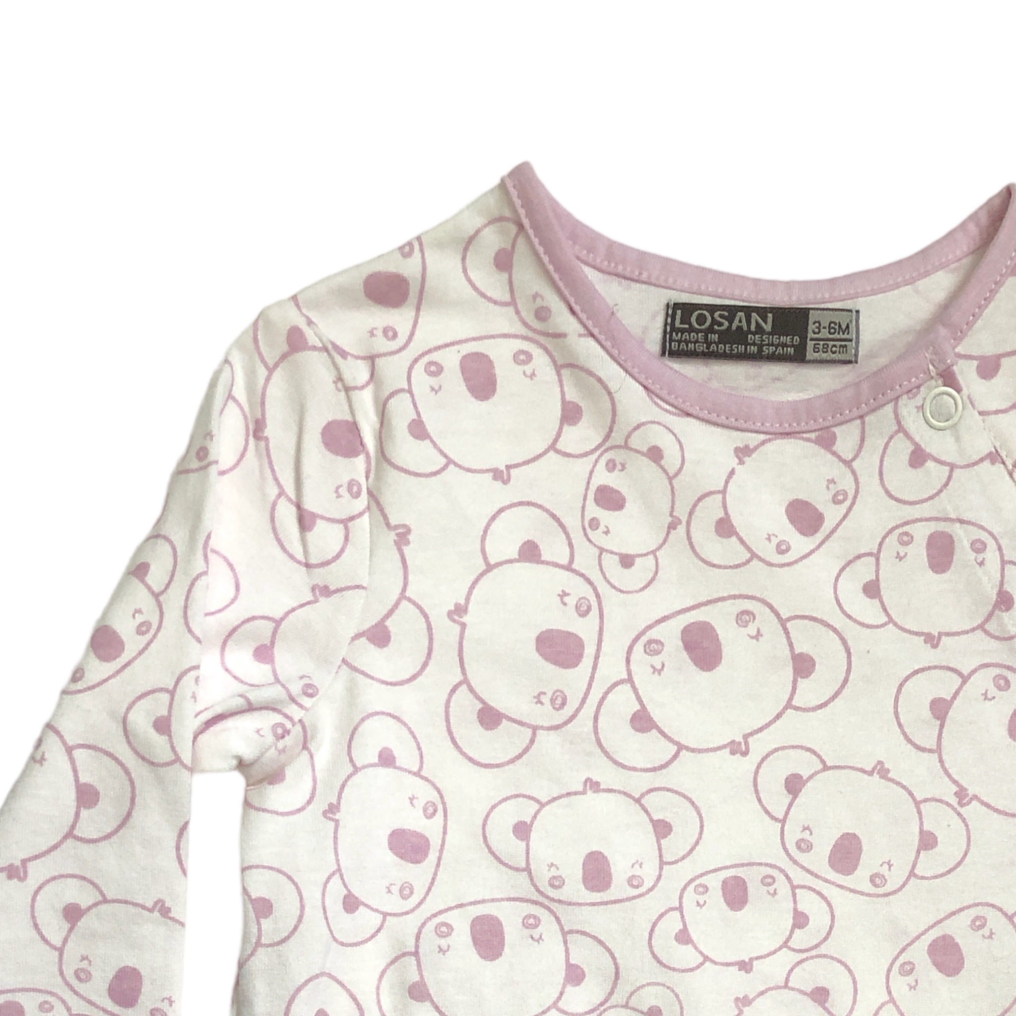 Pijama mameluco osos rosas para bebé niña Losan.