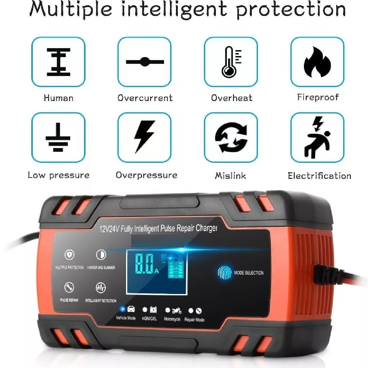 Cargador Inteligente Batería 12v 24v Mantenedor