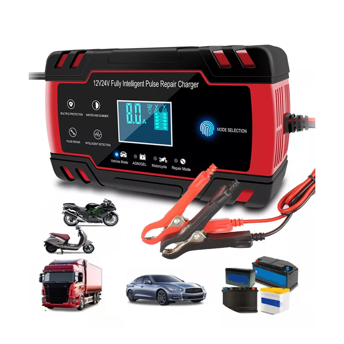  Cargador De Batería De Coche Reparación De Batería 12v24v