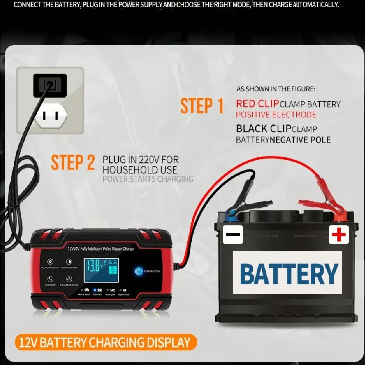  Cargador De Batería De Coche Reparación De Batería 12v24v