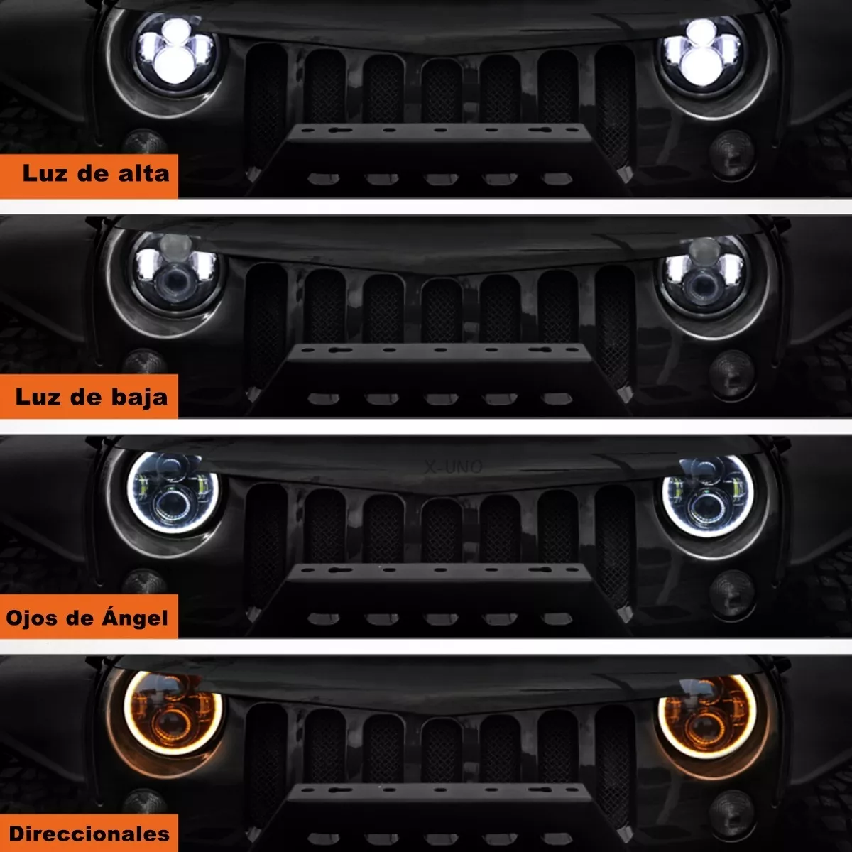 Faro Led 7'' Redondo Jeep/moto | Alto/ Bajo | Ojos De Ángel