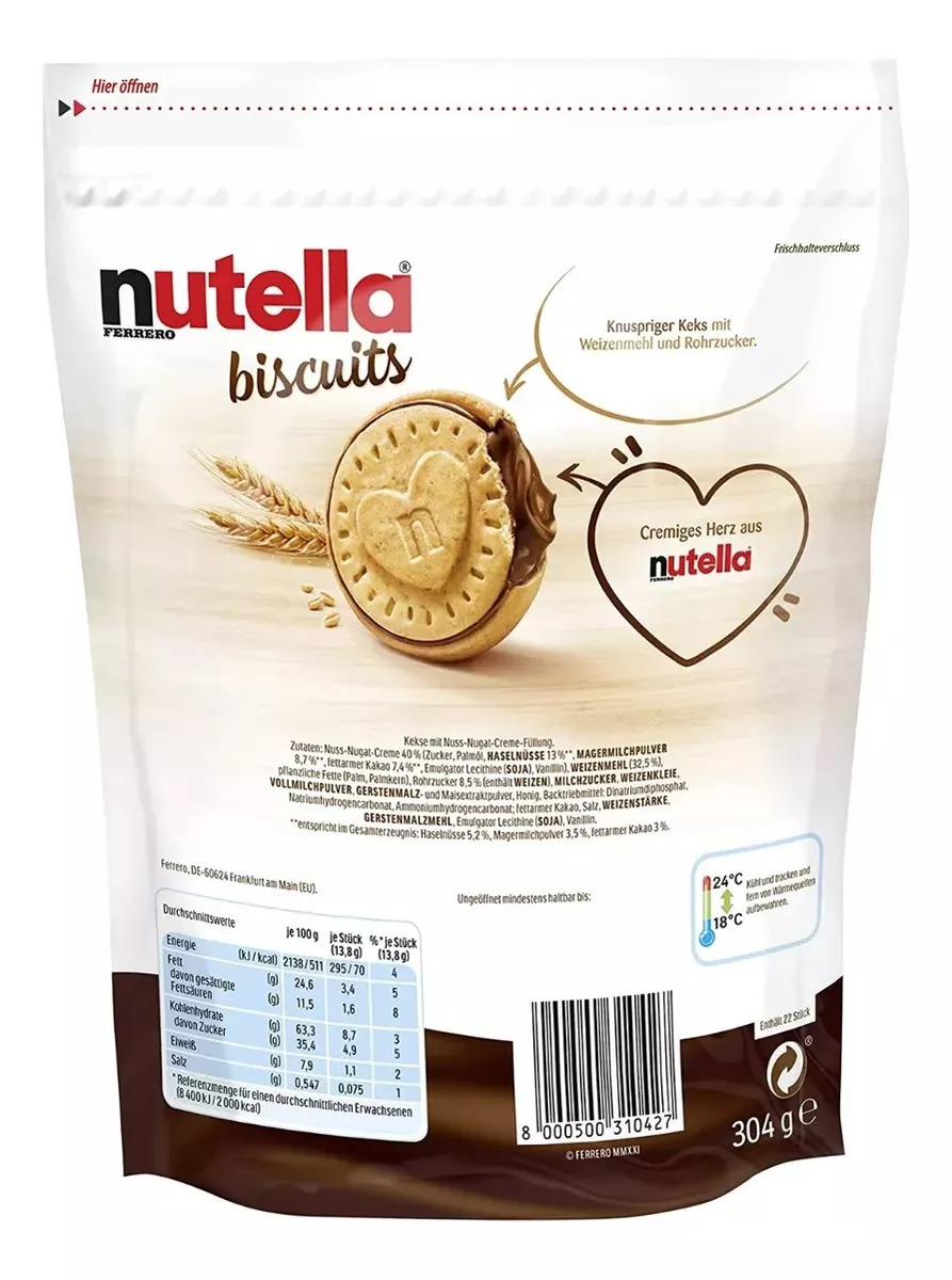 Nutella Biscuits 304 G Galletas Con Avellana